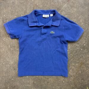 Lacoste Boys Blue Cotton Pique Polo Shirt Size 6 Youth Classic Crocodile
